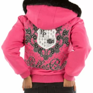 Bold Pelle Pelle Hooded Crest Pink Jacket