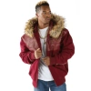 Pelle Pelle Men Red Wool Fur Hood Jacket