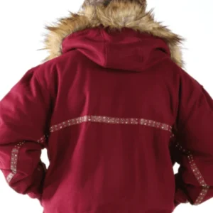 Pelle Pelle Men Red Wool Fur Hood Jacket | Studs Jacket view 3