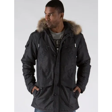 Pelle Pelle Black Fur Hooded Polyester Jacket