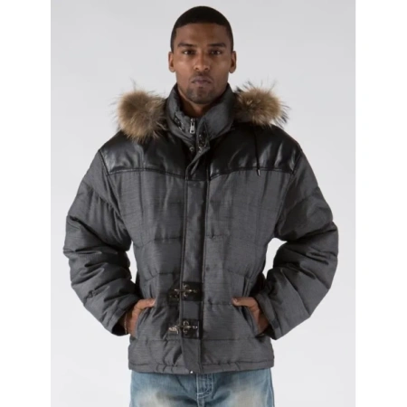 Bold Pelle Pelle Gray Fur Hooded Puffer Jacket