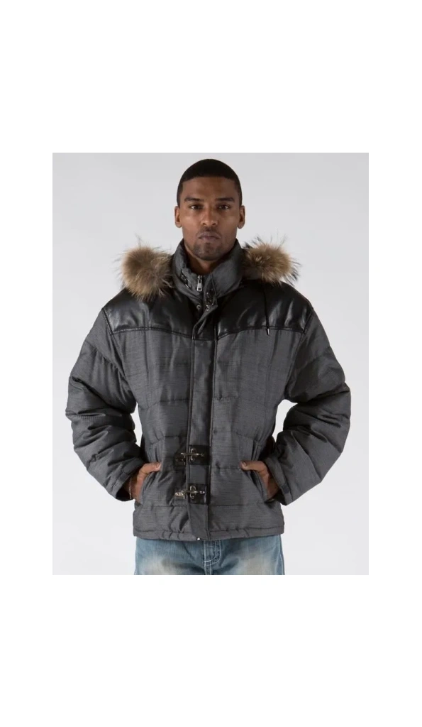 PELLE PELLE GREY FUR PUFFER JACKET
