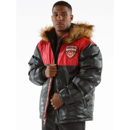 PELLE PELLE BLACK AND RED PUFFER COAT