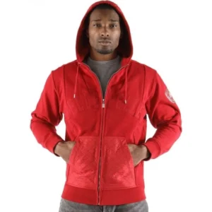 Bold Pelle Pelle Red Zipper Hooded Jacket