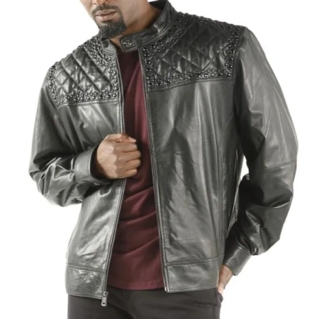 Pelle Pelle Studded Quilted Black Biker Jacket