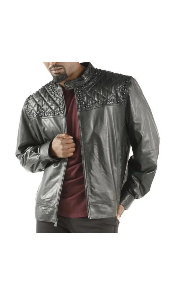 Pelle Pelle Studded Quilted Black Biker Jacket