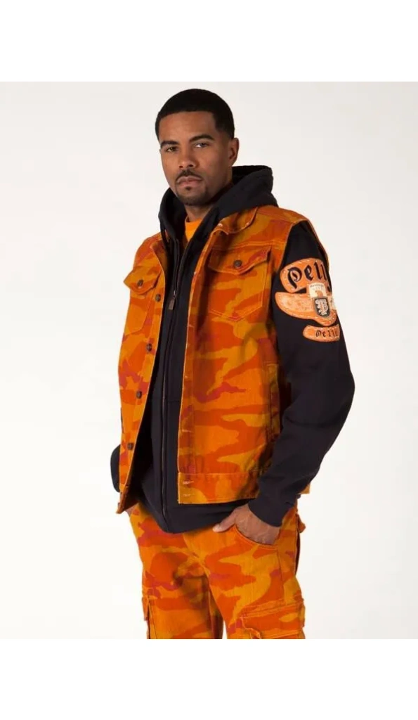 Pelle Pelle Men Orange Denim Wool Tracksuit