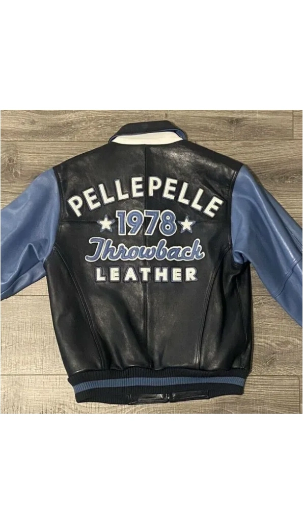 BLUE LEATHER JACKET BY PELLE PELLE