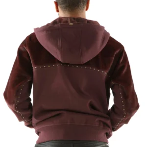 Pelle Pelle Maroon Ornate Studs Hood Jacket view 2