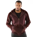 Pelle Pelle Maroon Ornate Studs Hood Jacket