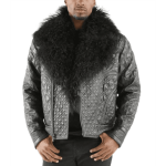 Pelle Pelle Biker Men Quilted Grey Jacket