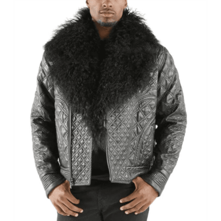 Pelle Pelle Biker Men Quilted Grey Jacket