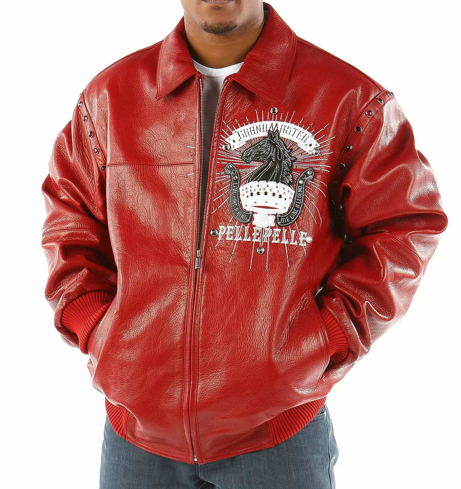Pelle Pelle Red Grand Master | Studded Leather Jacket