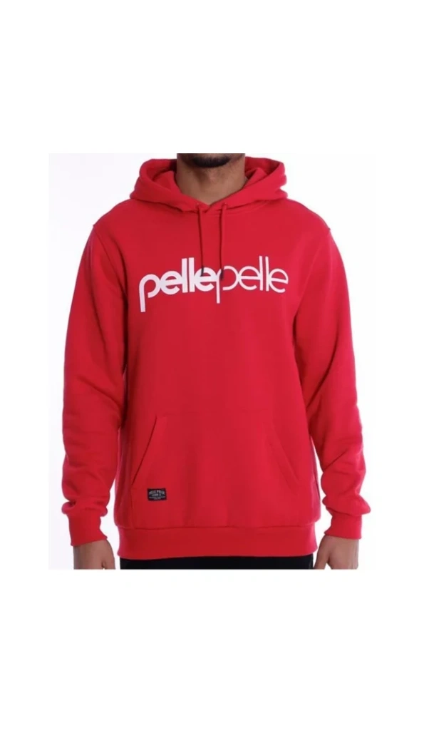Pelle Pelle Red Men Plain Hoodie