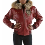 PELLE PELLE STUDDEN HOODIE MAROON JACKET