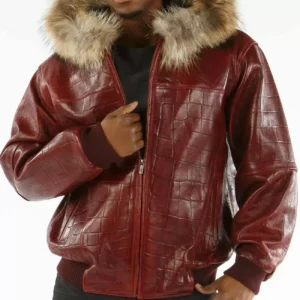 Pelle Pelle Maroon Script Leather Studded Jacket view 2