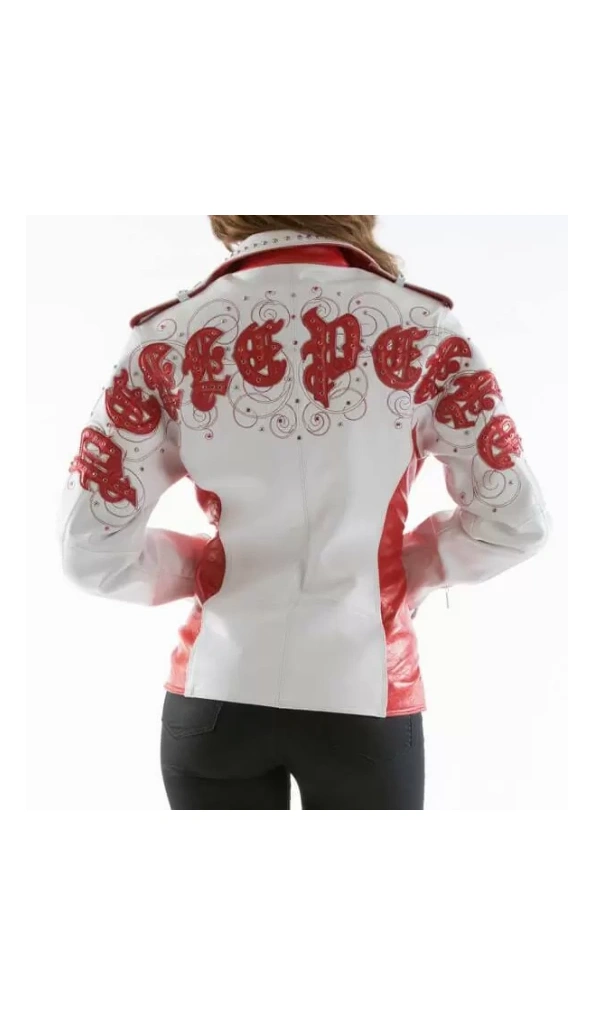 Pelle Pelle Red White Biker Leather Jacket