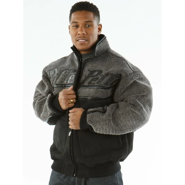 Pelle Pelle Men Grey Black Fur Wool Jacket