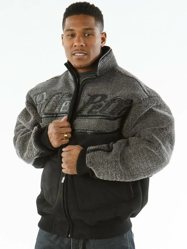 Pelle Pelle Men Grey Black Fur Wool Jacket view 3