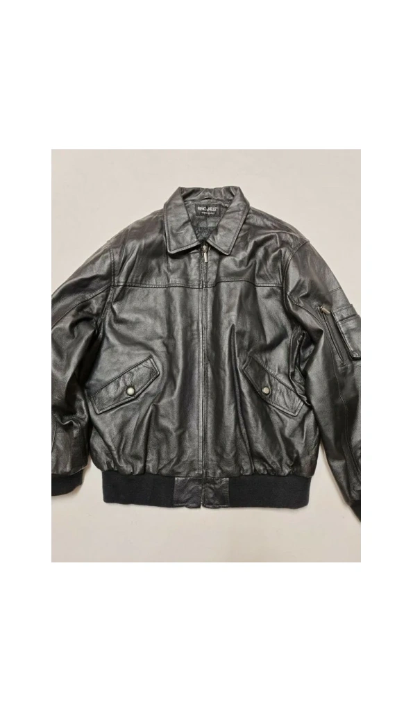 Pelle Pelle Shiny Black Leather Zipper Jacket | Men & Women