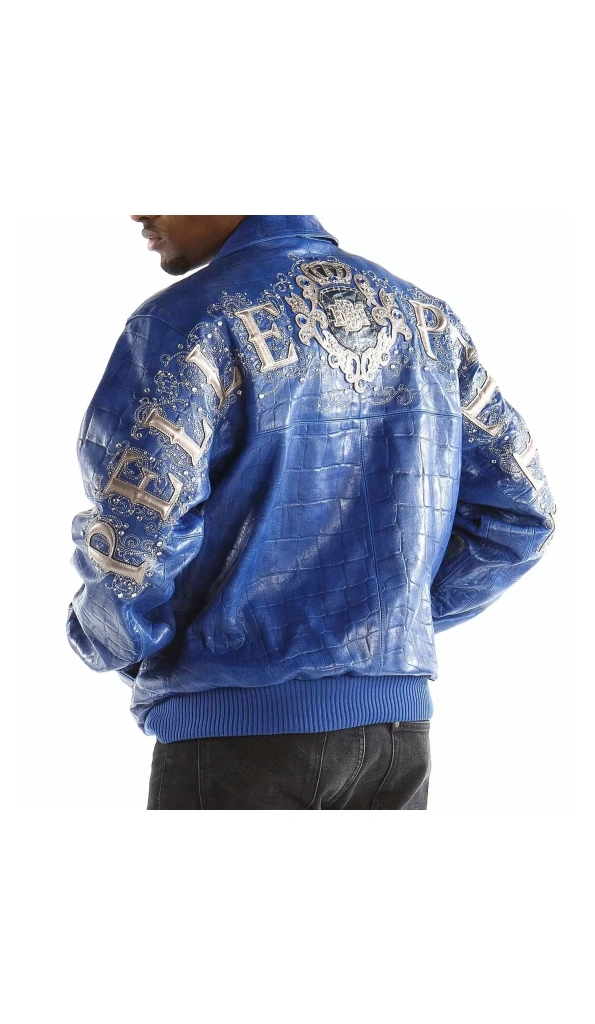BLUE LEATHER JACKET BY PELLE PELLE
