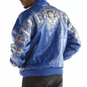 BLUE LEATHER JACKET BY PELLE PELLE
