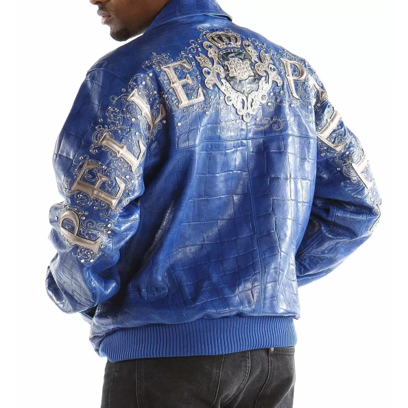 BLUE LEATHER JACKET BY PELLE PELLE