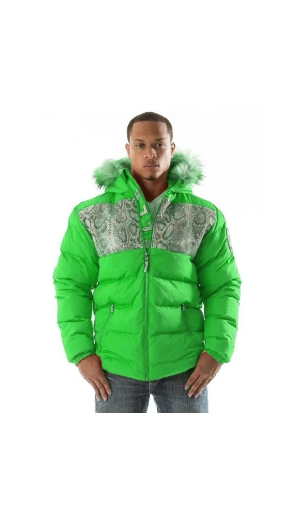 Pelle Pelle Green Snakeskin Puffer Jacket