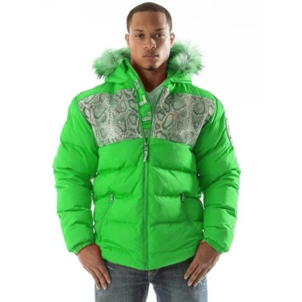 Pelle Pelle Green Snakeskin Puffer Jacket Pelle Pelle