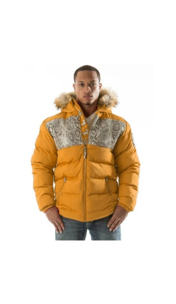 Pelle Pelle Mustard Snakeskin Puffer Jacket