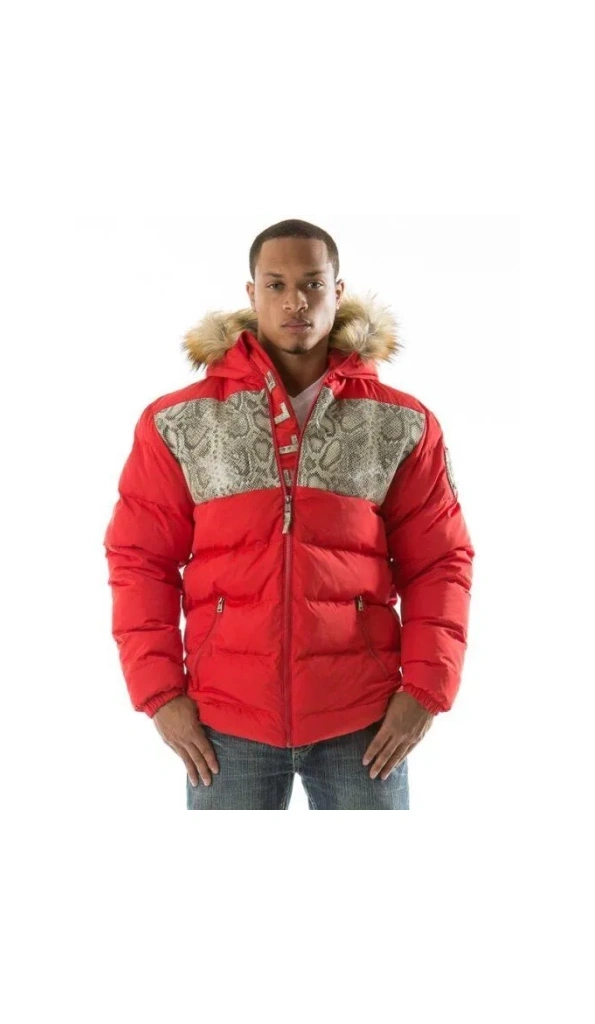 Pelle Pelle Red Snakeskin Puffer Jacket
