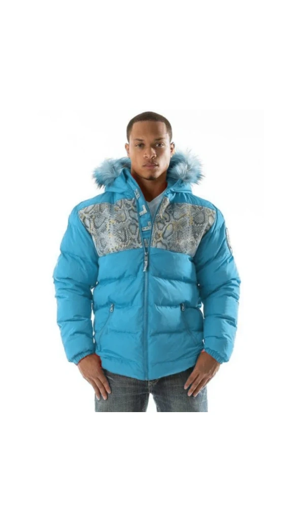 Pelle Pelle Blue Snakeskin Puffer Jacket