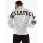 Exclusive Pelle Pelle Studded Letterman White Jacket