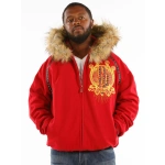 Pelle Pelle Red Top Brass Fur Hood Jacket