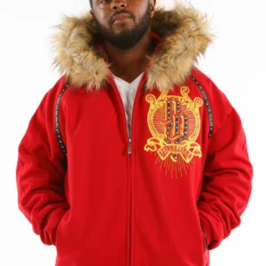 Pelle Pelle Red Top Brass Fur Hood Jacket | Wool Jacket