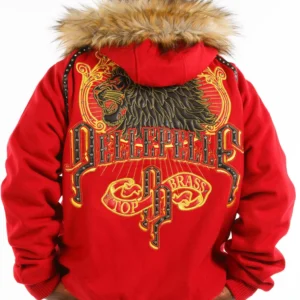Pelle Pelle Red Top Brass Fur Hood Jacket | Wool Jacket view 2