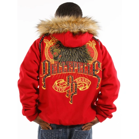 Pelle Pelle Red Top Brass Fur Hood Jacket