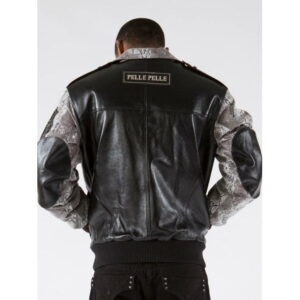Exclusive Pelle Pelle Black Plushfoil Print Jacket view 2