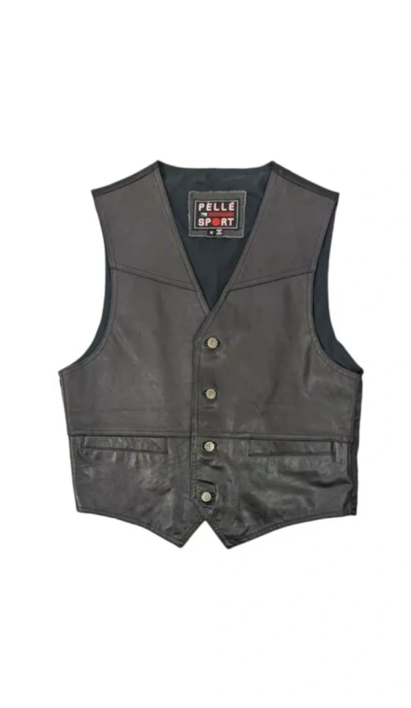 Pelle Pelle Black Sport Leather Vest | Motorcycle Vest