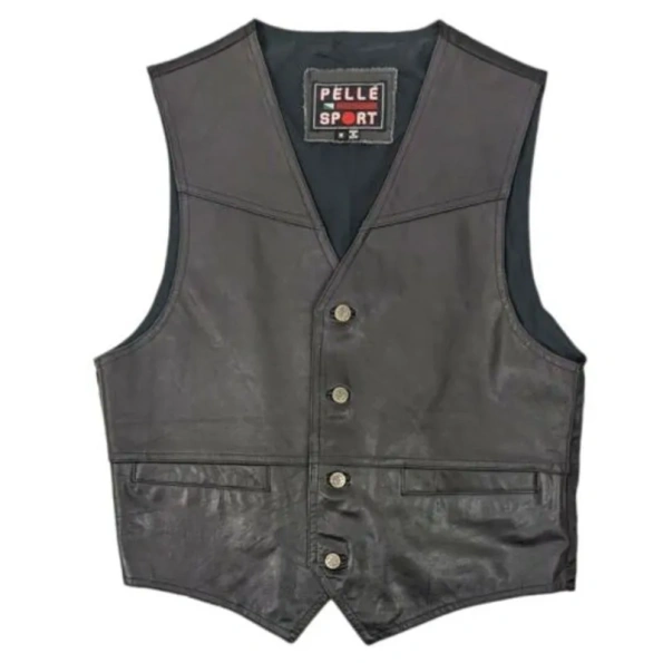 Pelle Pelle Black Sport Leather Vest | Motorcycle Vest