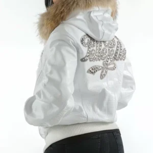 Exclusive Pelle Pelle White Hooded Script Jacket view 1