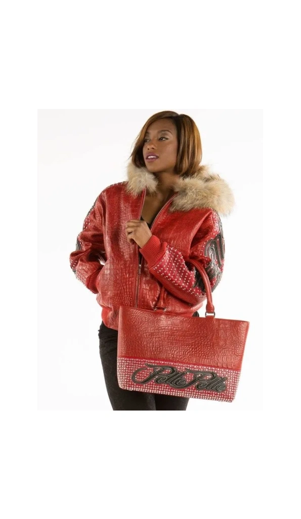 Pelle Pelle Women Red Fur Hooded Jacket