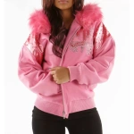 Pelle Pelle Pink Wool Fur Hood Jacket