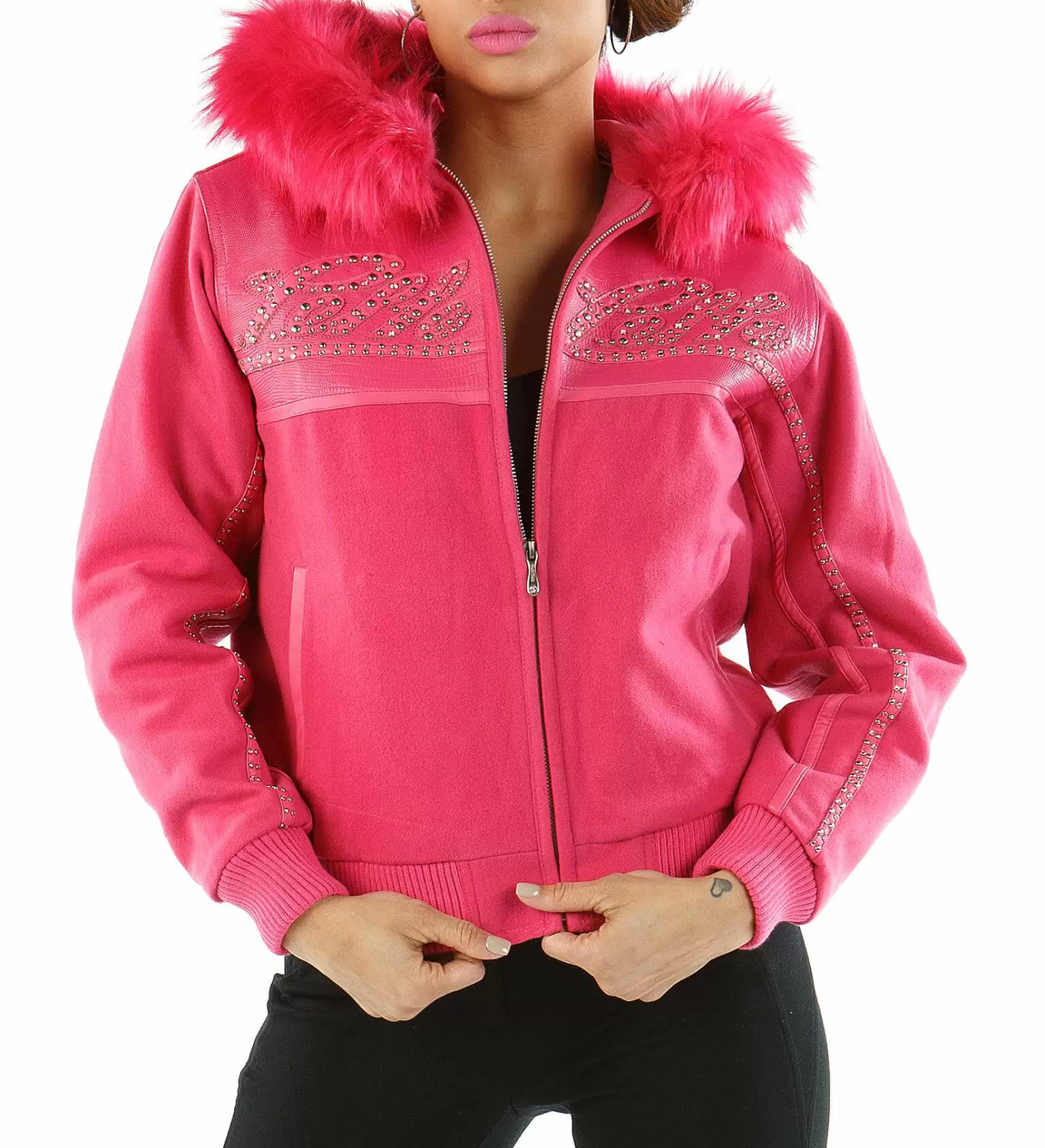 Pink Pelle Pelle Hood Wool Jacket