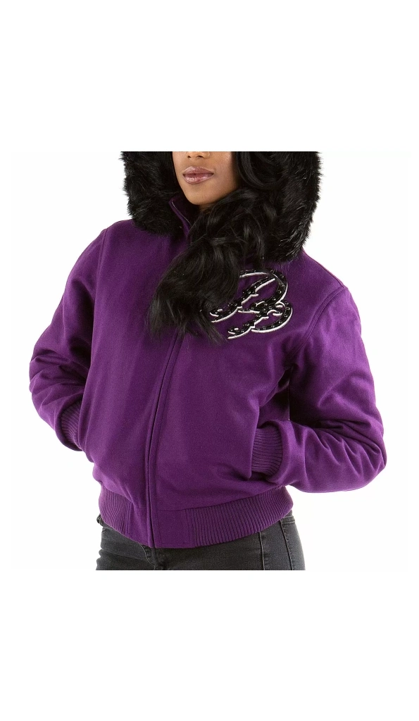 Pelle Pelle Purple Born Free Wool Jacket | Fur Hood Jacket
