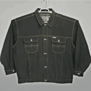 Pelle Pelle Men Denim Black Jacket | American Flag