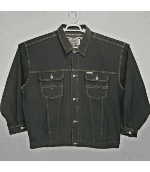 Pelle Pelle Men Denim Black Jacket | American Flag