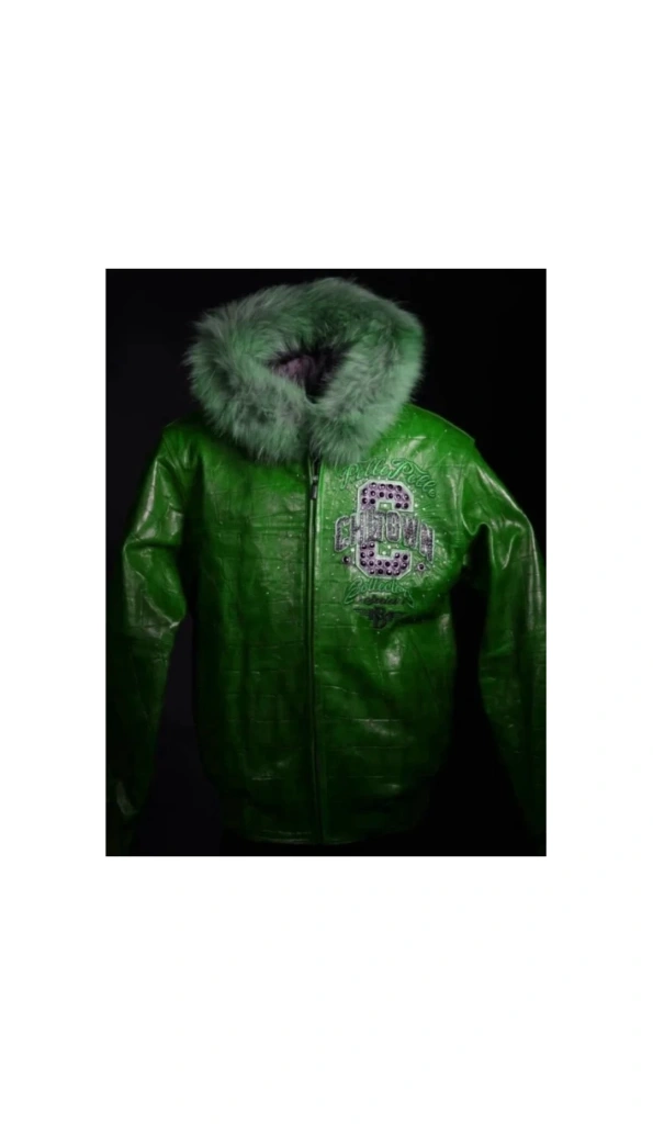 Pelle Pelle Chi-Town Green Leather Jacket | Fur Hooded Jackets