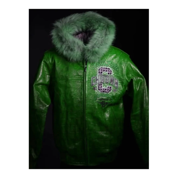 Pelle Pelle Green Chi Town Fur Hood Jacket | Leather Jacket