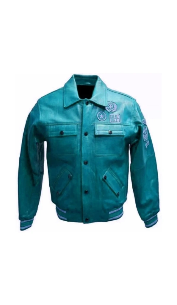 Pelle Pelle Star 1978 Cyan Leather Jacket